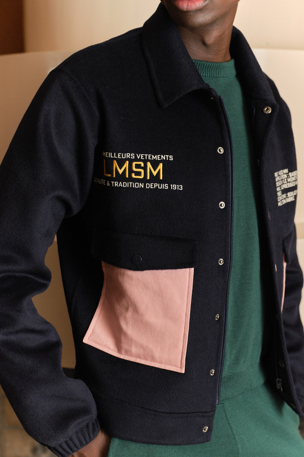 VANDEM - VESTE BASEBALL EN LAINE - M, MARINE